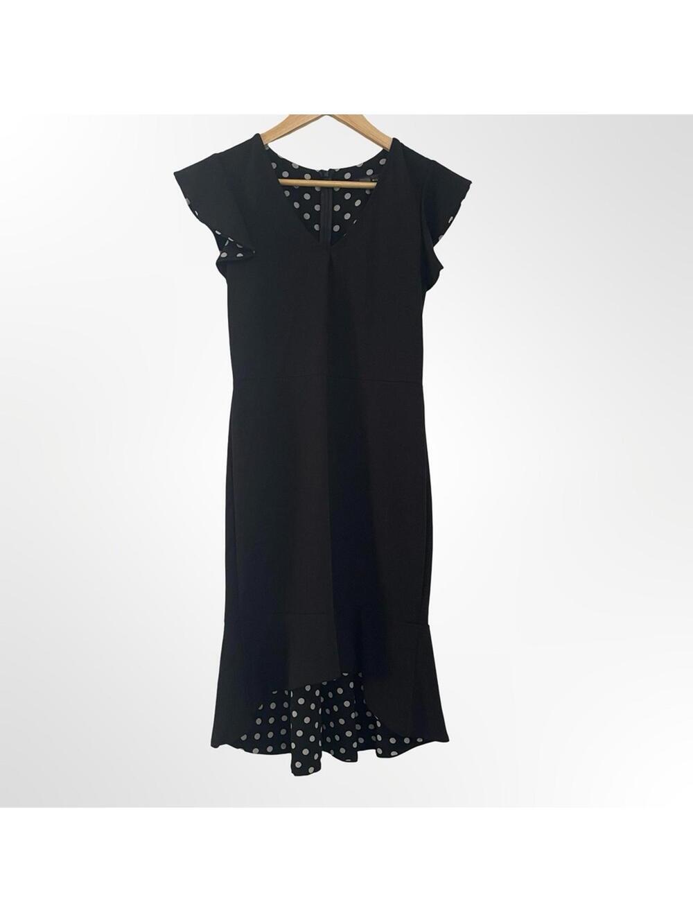Slate & Willow Black Polka Dot Hem Midi Dress - in size S